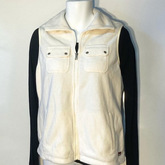 Chaps Sport SZ L Ivory Zip Front Outerwear Vest Poly Fleece warm comfy - Picture 1 of 13